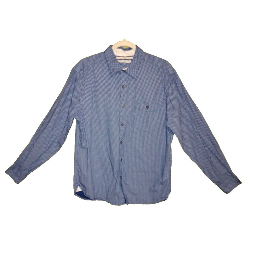 Campia Moda Shirt Mens L Blue Geometric Long Sleeve Button Up Cotton